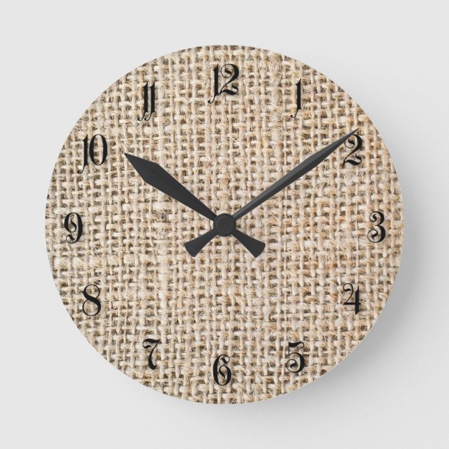 Burlap texture round clock (Front)