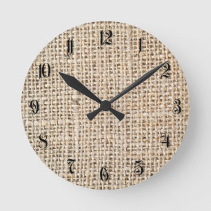 Burlap texture round clock