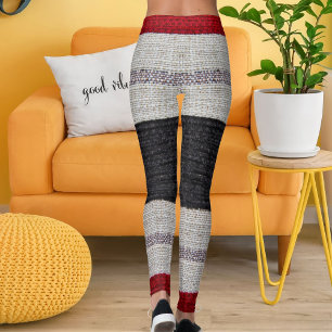 Burlap Texture Sack Sacking Country Stripe Pattern Leggings