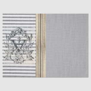 Burlap Ticking Monogram Tissue Paper