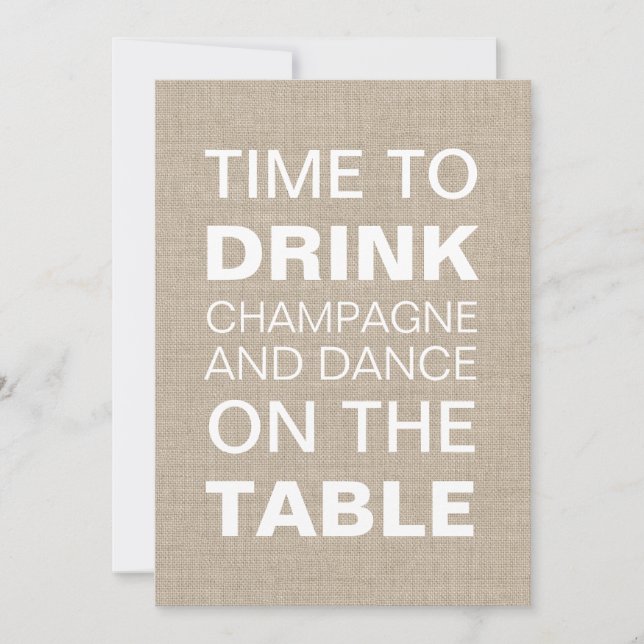 Burlap Typography Rehearsal Dinner Invitation (Front)