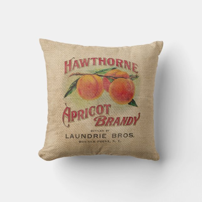 Burlap Vintage Apricot Brandy Throw Pillow (Front)