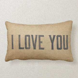 Burlap Vintage I Love You Lumbar Pillow