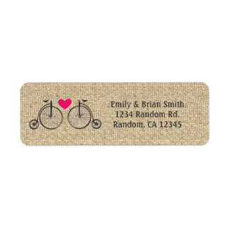 Burlap Vvélos vintages étiquettes d'adresse de ret