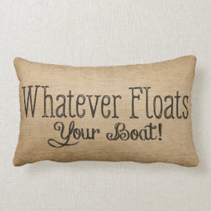 Burlap Whatever Floats Your Boat Lumbar Pillow