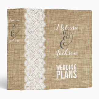 Burlap & White Lace Rustic Wedding Planner Binder