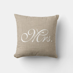 Burlap & White Mrs. Pillow