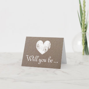 Burlap Will you be my bridesmaid request cards