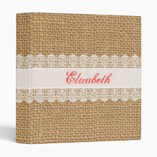 Burlap with Delicate Lace - Shabby Chic Monogram Binder