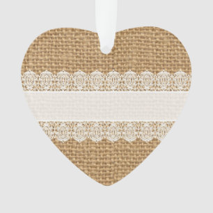 Burlap with Delicate Lace - Shabby Chic Style Ornament