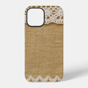 Burlap with lace iPhone 12 case