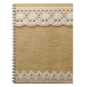 Burlap with lace notebook
