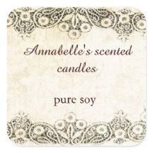 Burlap with vintage lace candle sticker