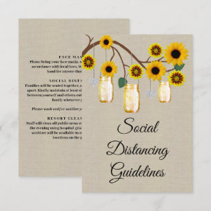 Burlap Yellow Floral Mason Jar Safety Measures Enclosure Card