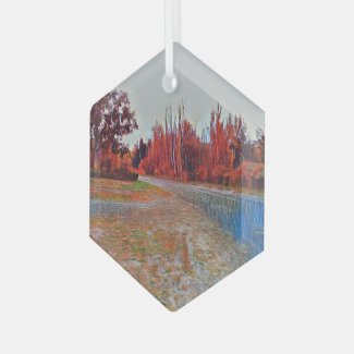 Burleigh Falls Paint Hexagon Glass Ornament