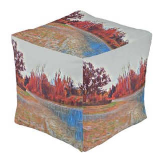 Burleigh Falls Paint Large Cube Pouf
