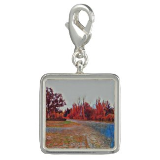 Burleigh Falls Paint Silver Plated Square Charm