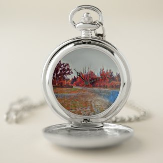 Burleigh Falls Paint Silver Pocket Watch