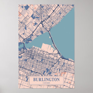 Burlington Canada Breezy City Map Travel Poster