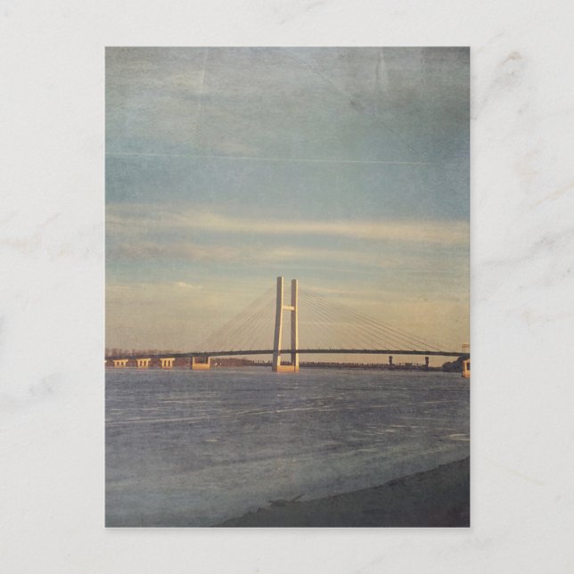 Burlington, Iowa Bridge and Mississippi River Postcard (Front)