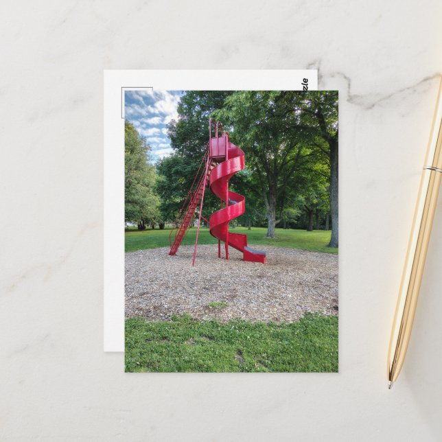 Burlington, Iowa Red Slide Postcard (Front/Back In Situ)