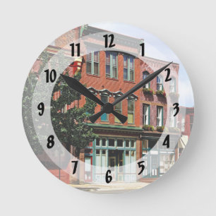 Burlington NJ - Street in Historic District Round Clock