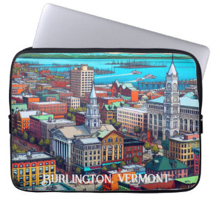 Burlington, Vermont Comic Book Style Art Laptop Sleeve