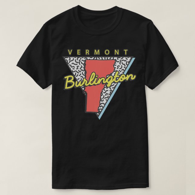 Burlington Vermont Retro Triangle VT City  T-Shirt (Design Front)