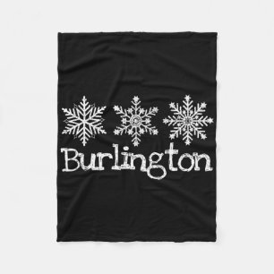 Burlington Vermont Snowflakes Ski Skier Skiing Rus Fleece Blanket