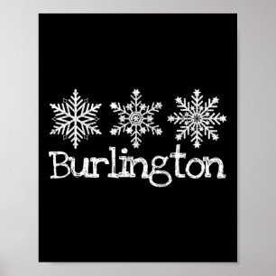 Burlington Vermont Snowflakes Ski Skier Skiing Rus Poster