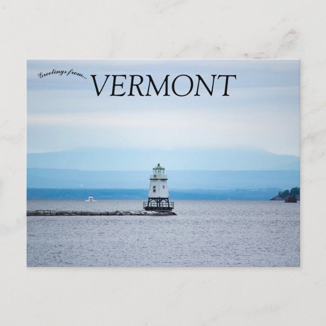 Burlinton Breakwater North Lighthouse Vermont Postcard (Front)