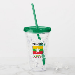 Burma and Myanmar Flag Personalized Acrylic Tumbler