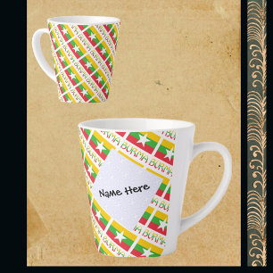 Burma and Myanmar Flag Tiled Personalized  Latte Mug