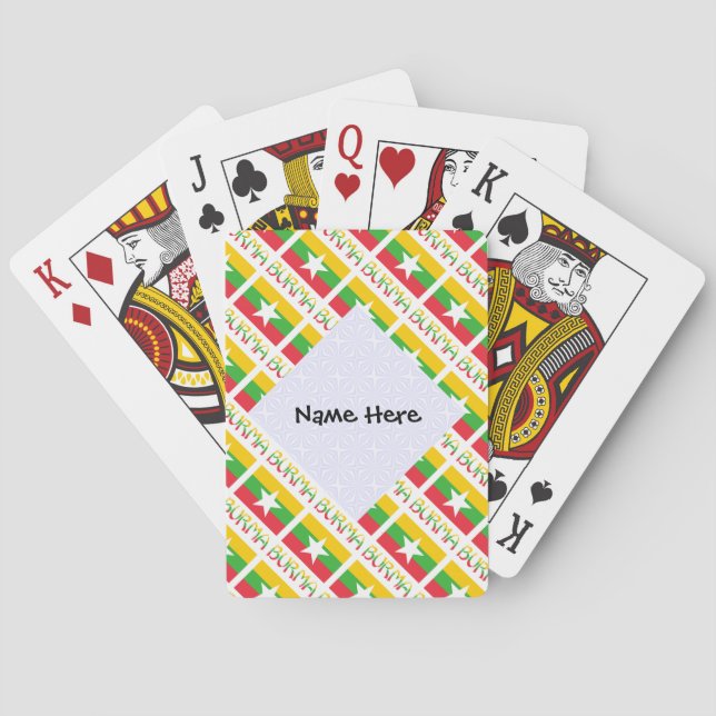 Burma and Myanmar Flag Tiled Personalized  Playing Cards (Back)