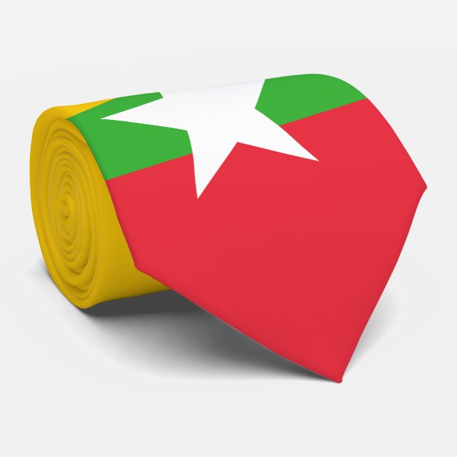 Burma Flag Tie (Rolled)