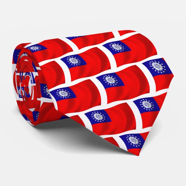 Burma Flag Tie (Rolled)