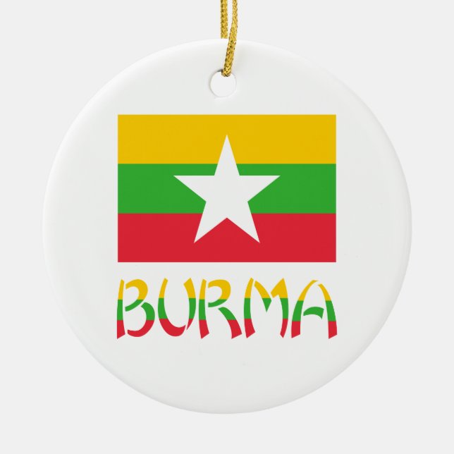 Burma Flag & Word Ceramic Ornament (Front)