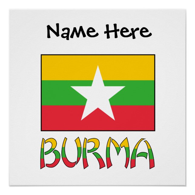 Burma Myanmar Burmese Flag Personalized  Poster (Front)