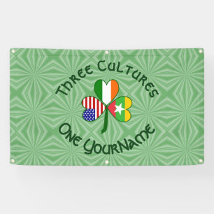 Burma Myanmar Irish USA Shamrock Flag Personalized Banner