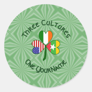 Burma Myanmar Irish USA Shamrock Flag Personalized Classic Round Sticker
