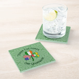 Burma Myanmar Irish USA Shamrock Flag Personalized Glass Coaster
