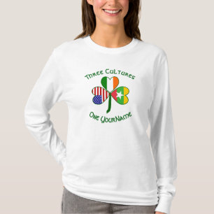 Burma Myanmar Irish USA Shamrock Flag Personalized T-Shirt