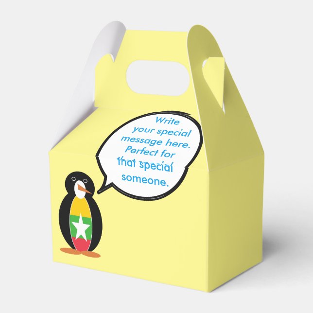 Burma Myanmar Talking Ms Penguin Personalized  Favor Box (Back Side)