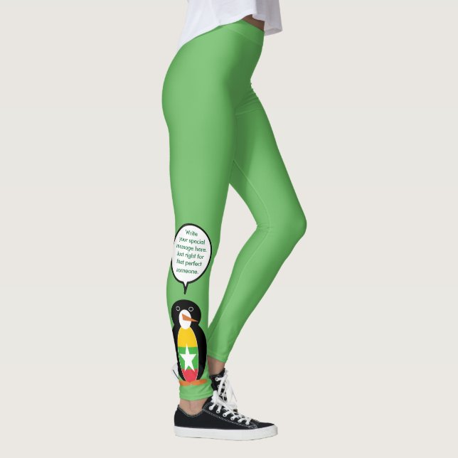 Burma Myanmar Talking Ms Penguin Personalized  Leggings (Right)