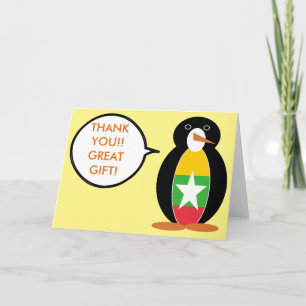 Burma Myanmar Talking Ms Penguin Personalized Thank You Card