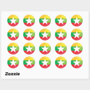 Burma  Round Icon Flag  Classic Round Sticker
