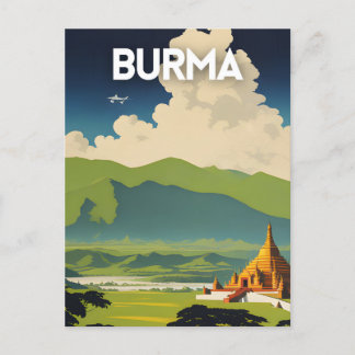 Burma Vintage Travel Poster Postcard