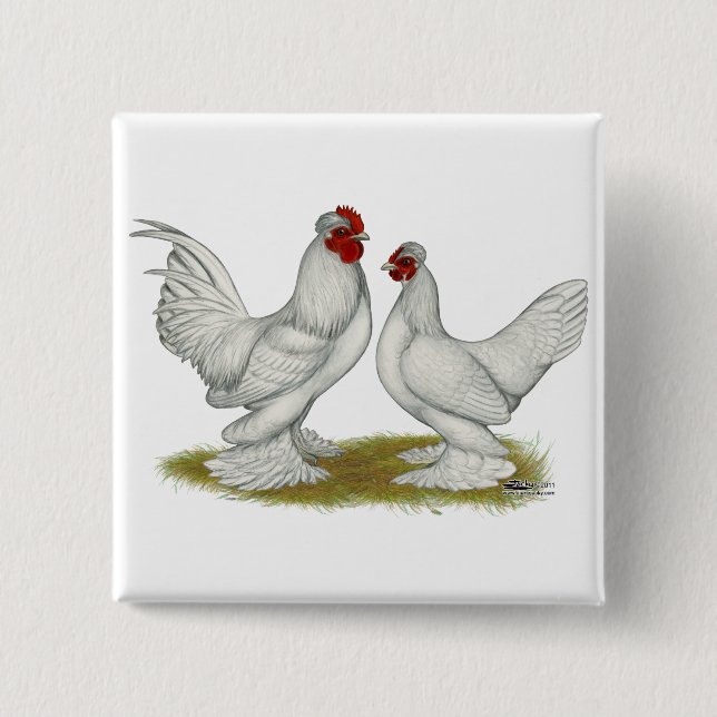 Burmese Bantams 2 Inch Square Button (Front)