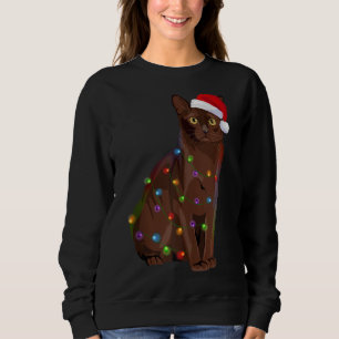 Burmese Cat Christmas Lights Xmas Cat Lover Santa Sweatshirt
