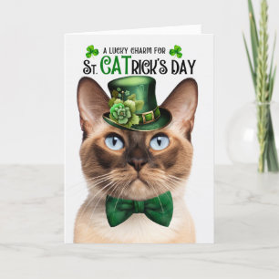 Burmese Cat Funny St CATrick's Day Lucky Charm Holiday Card